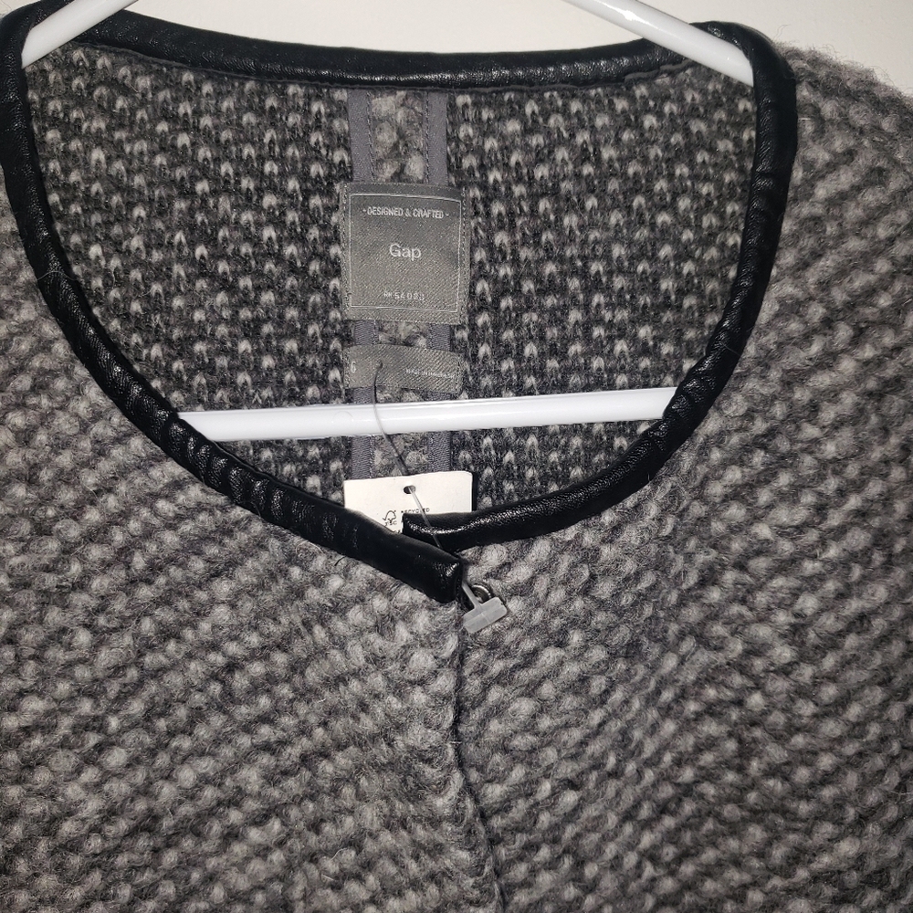 NWT GAP Wool/ Faux Leather Trimmed Jkt Size 6 - Picture 6 of 10